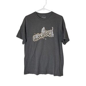 Liberty Boardshop Skateboarding Graphic T Shirt Men's Charcoal Gray Brown Medium